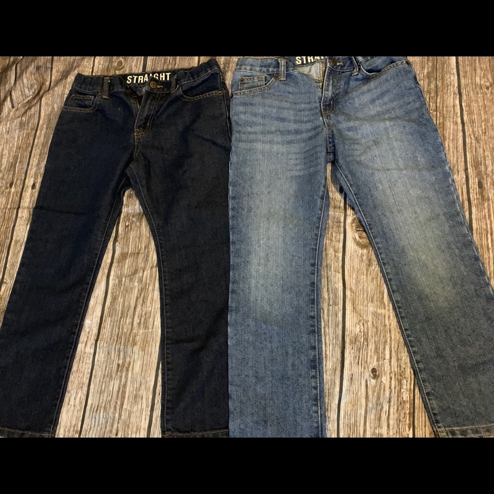 Two pairs of boys size 8 husky crazy 8 jeans.